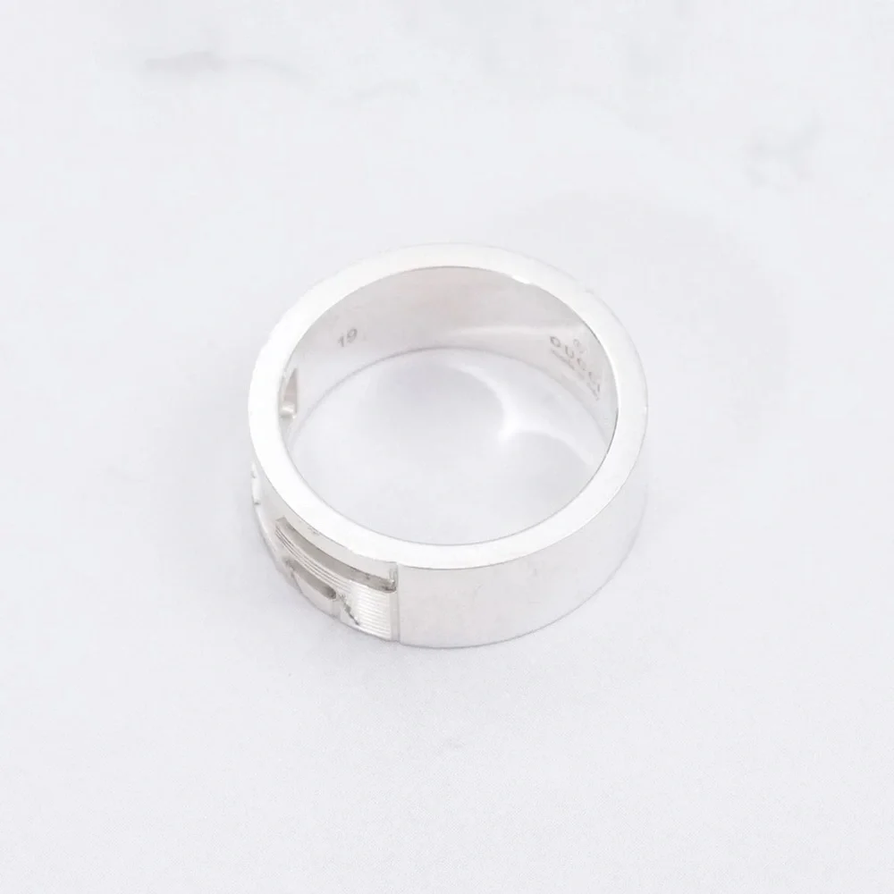Authentic Gucci Classic G Logo Monogram 925 Sterling Silver Band Ring Size 9.5 - Picture 8 of 11